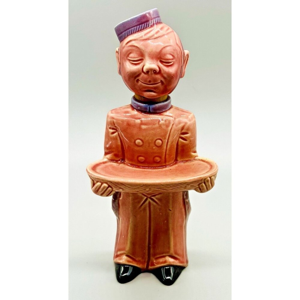 Art Deco Bellboy Porter Bellhop Decanter‎ Pink Germany Vintage 1920s 9.5" #987